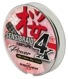 Sakura Sensibraid 4 fonott zsinór - CHART 150 M - 0.18 mm / 12Kg / 26.4Lbs Sakura Sensibraid 4 fonott zsinór - CHART 150 M - 0.18 mm / 12Kg / 26.4Lbs